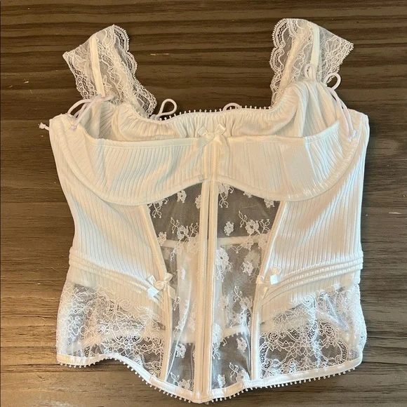 FOR LOVE AND LEMONS DAHLIA WHITE CORSET/BUSTIER LARGE - Picture 2 of 16